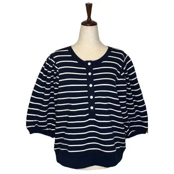 Rails Dom Sweatshirt Womens L Navy White Stripe Crewneck Comfort Chic NWT $158 - Picture 2 of 9